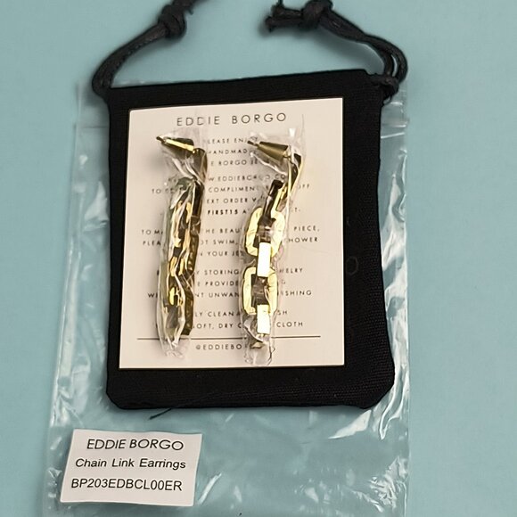 Eddie Borgo Chain Link Earrings Gold Tone Statement - Picture 5 of 7